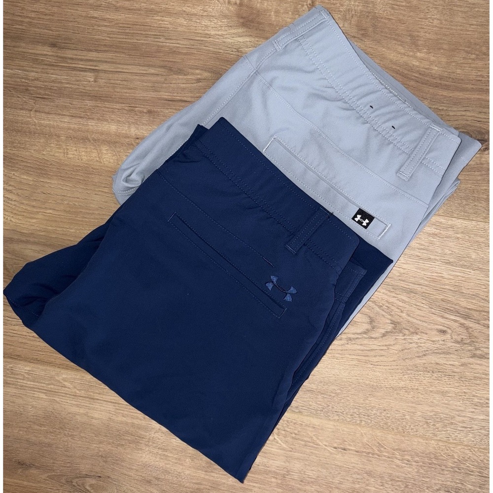 Lot Of 2 Under Armour Golf Pants 36x32 Gray Navy